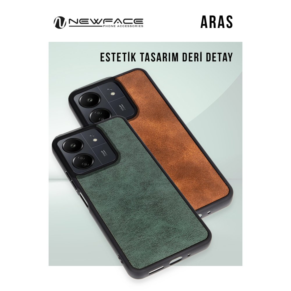 Newface Samsung Galaxy A35 5G Kılıf Aras Deri Kapak - Koyu Yeşil