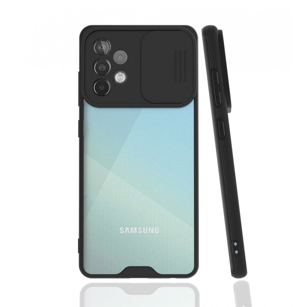 Newface Samsung Galaxy A72 Kılıf Platin Kamera Koruma Silikon - Siyah