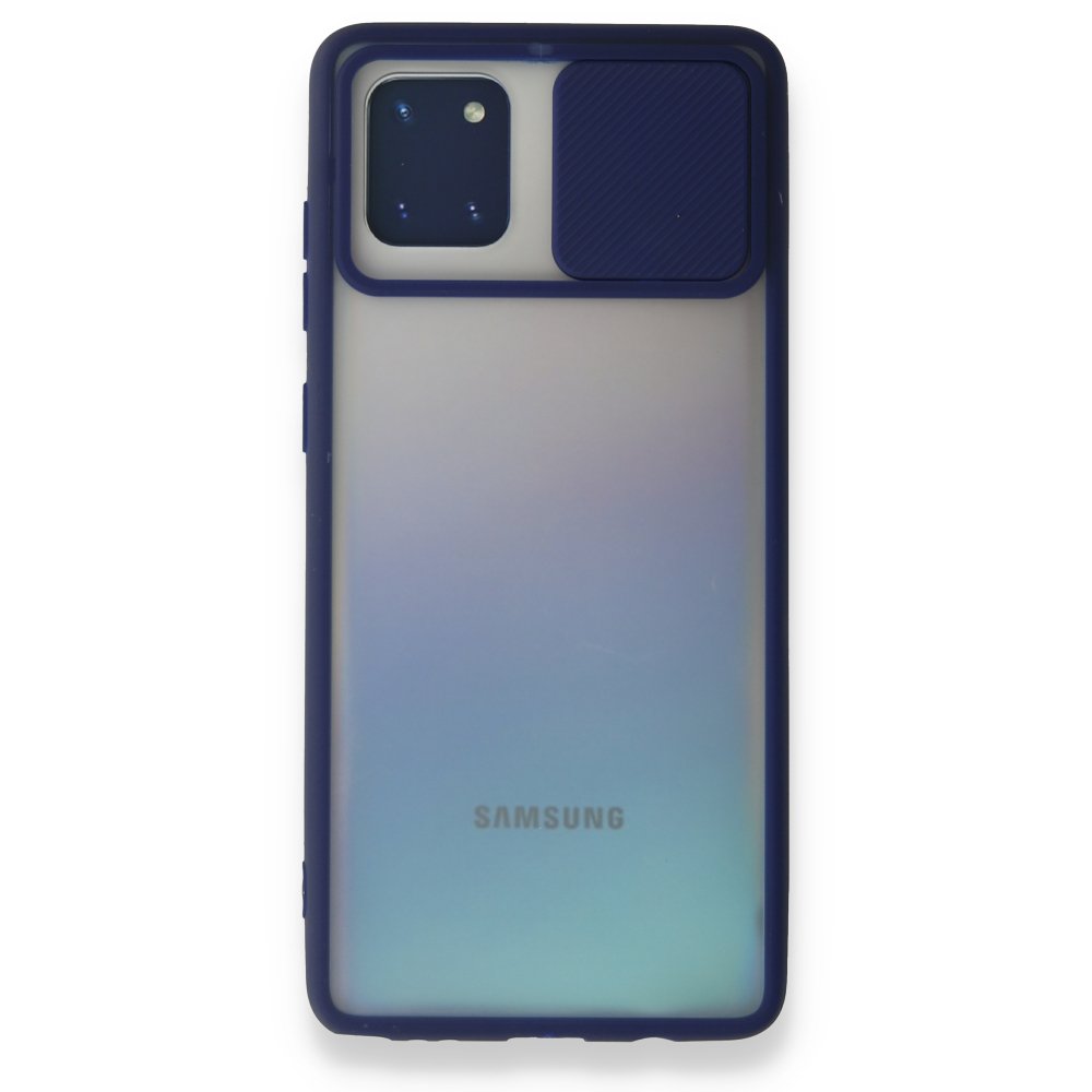 Newface Samsung Galaxy A81 / Note 10 Lite Kılıf Palm Buzlu Kamera Sürgülü Silikon - Lacivert