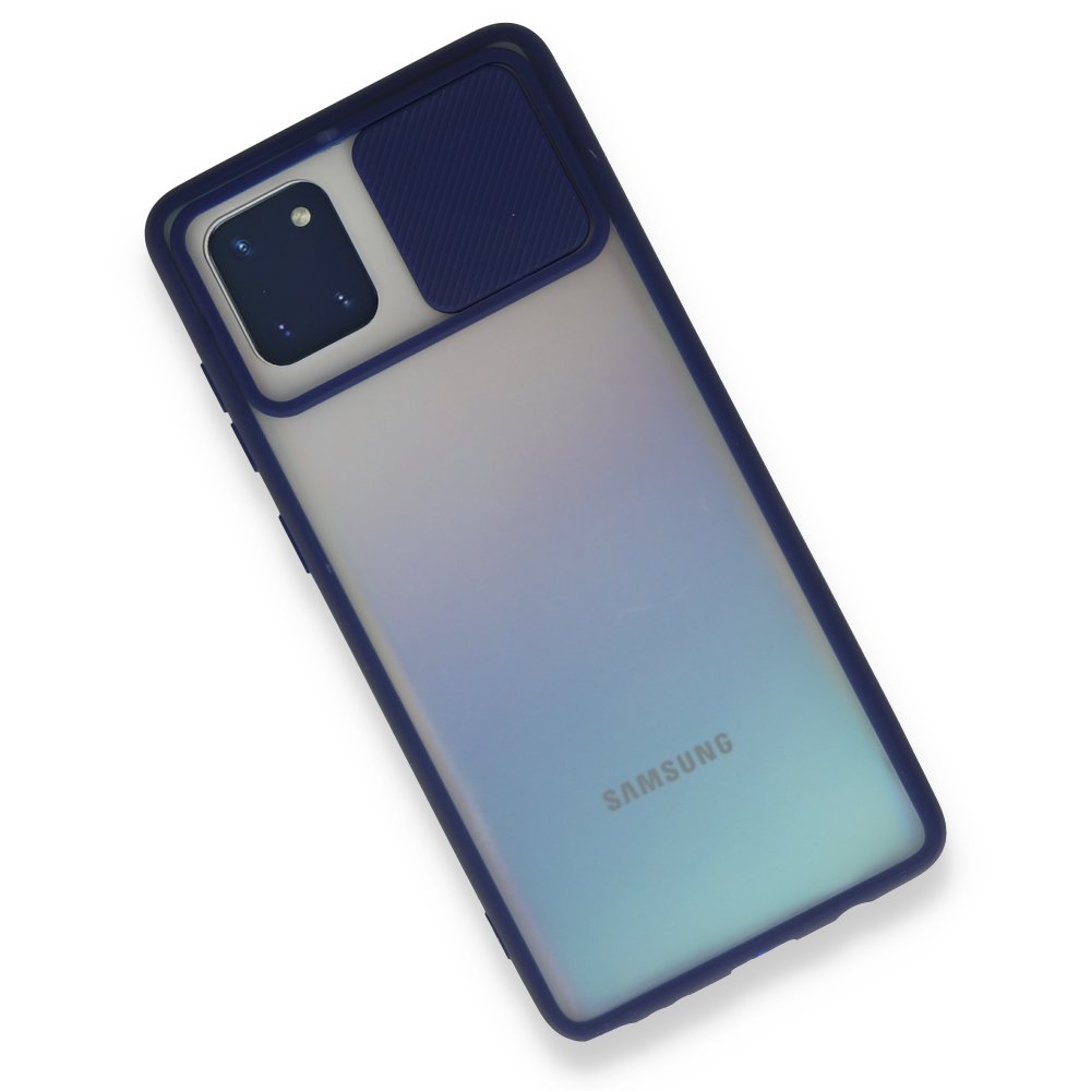 Newface Samsung Galaxy A81 / Note 10 Lite Kılıf Palm Buzlu Kamera Sürgülü Silikon - Lacivert