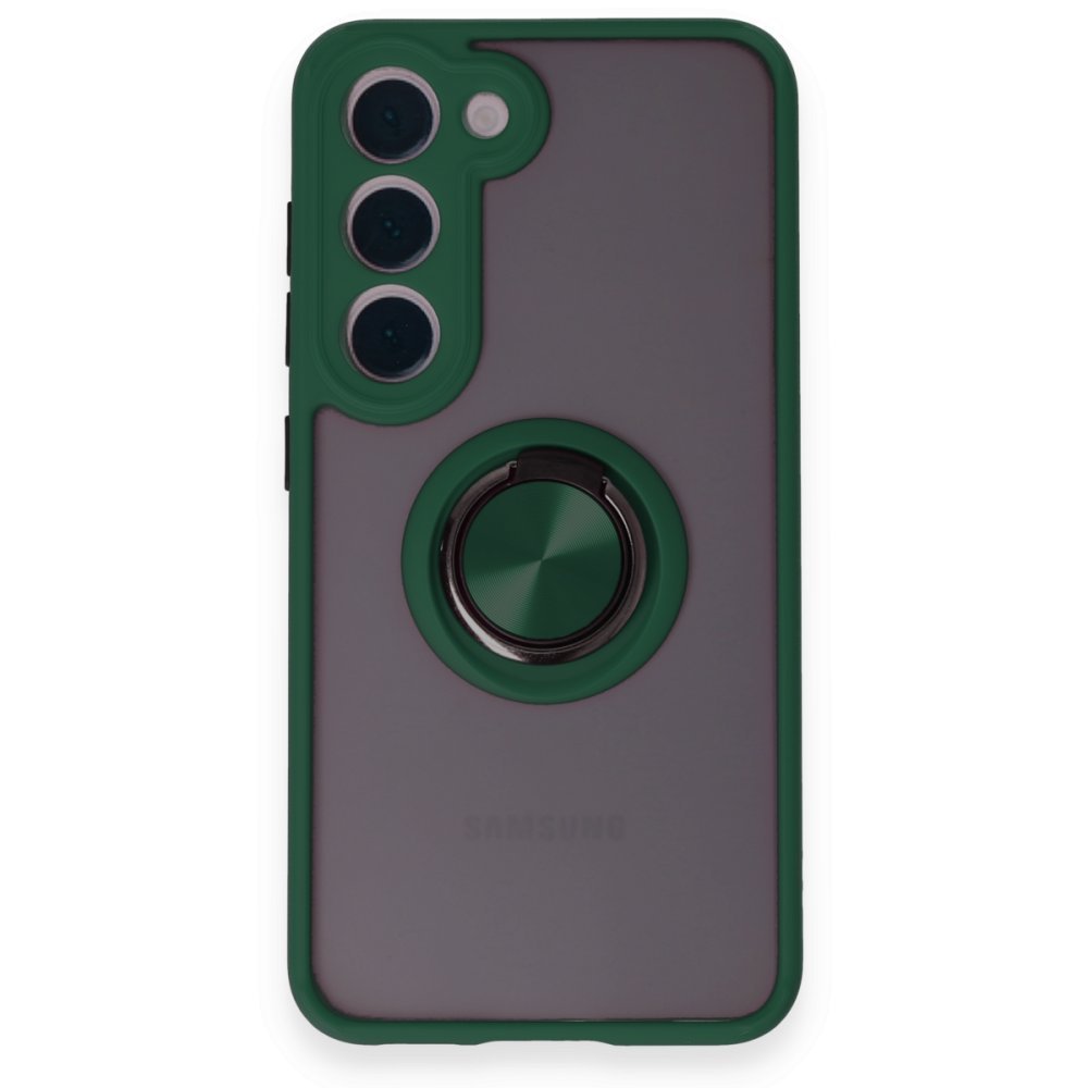 Newface Samsung Galaxy M15 Kılıf Montreal Yüzüklü Silikon Kapak - Yeşil