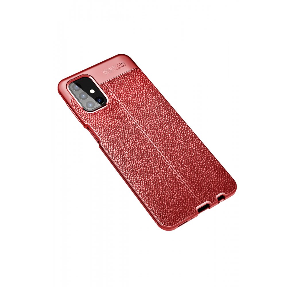 Newface Samsung Galaxy M31S Kılıf Focus Derili Silikon - Kırmızı