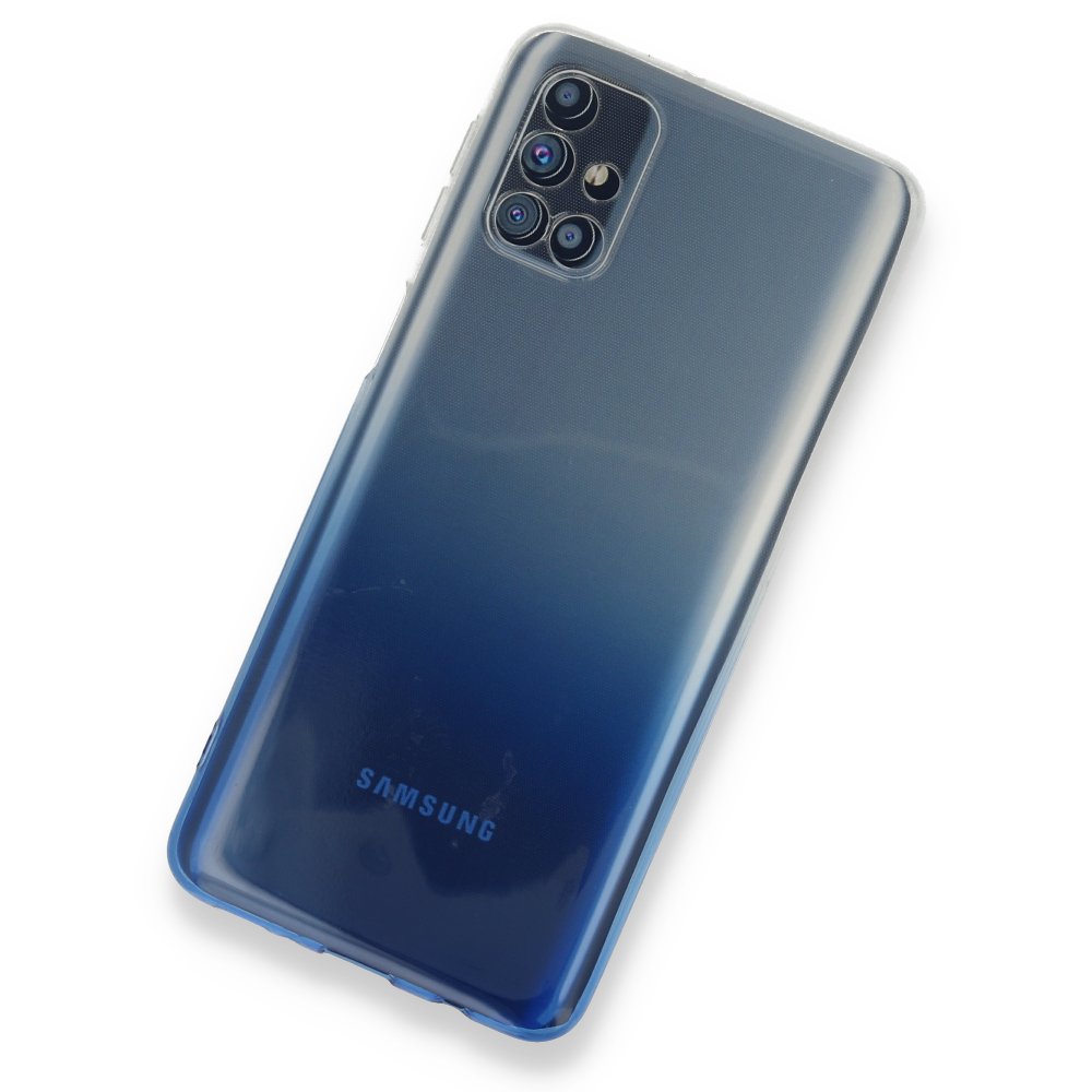 Newface Samsung Galaxy M31S Kılıf Lüx Çift Renkli Silikon - Mavi