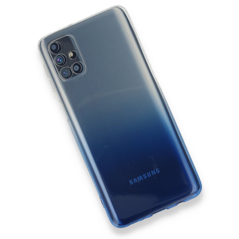 Newface Samsung Galaxy M51 Kılıf Lüx Çift Renkli Silikon - Mavi