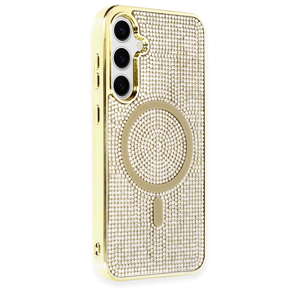 Newface Samsung Galaxy S23 Kılıf Diamond Magsafe Kapak - Gold