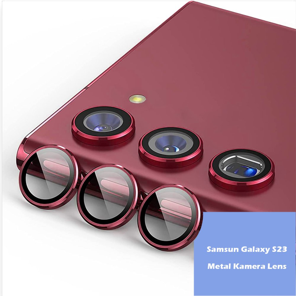 Newface Samsung Galaxy S23 Metal Kamera Lens - Kırmızı