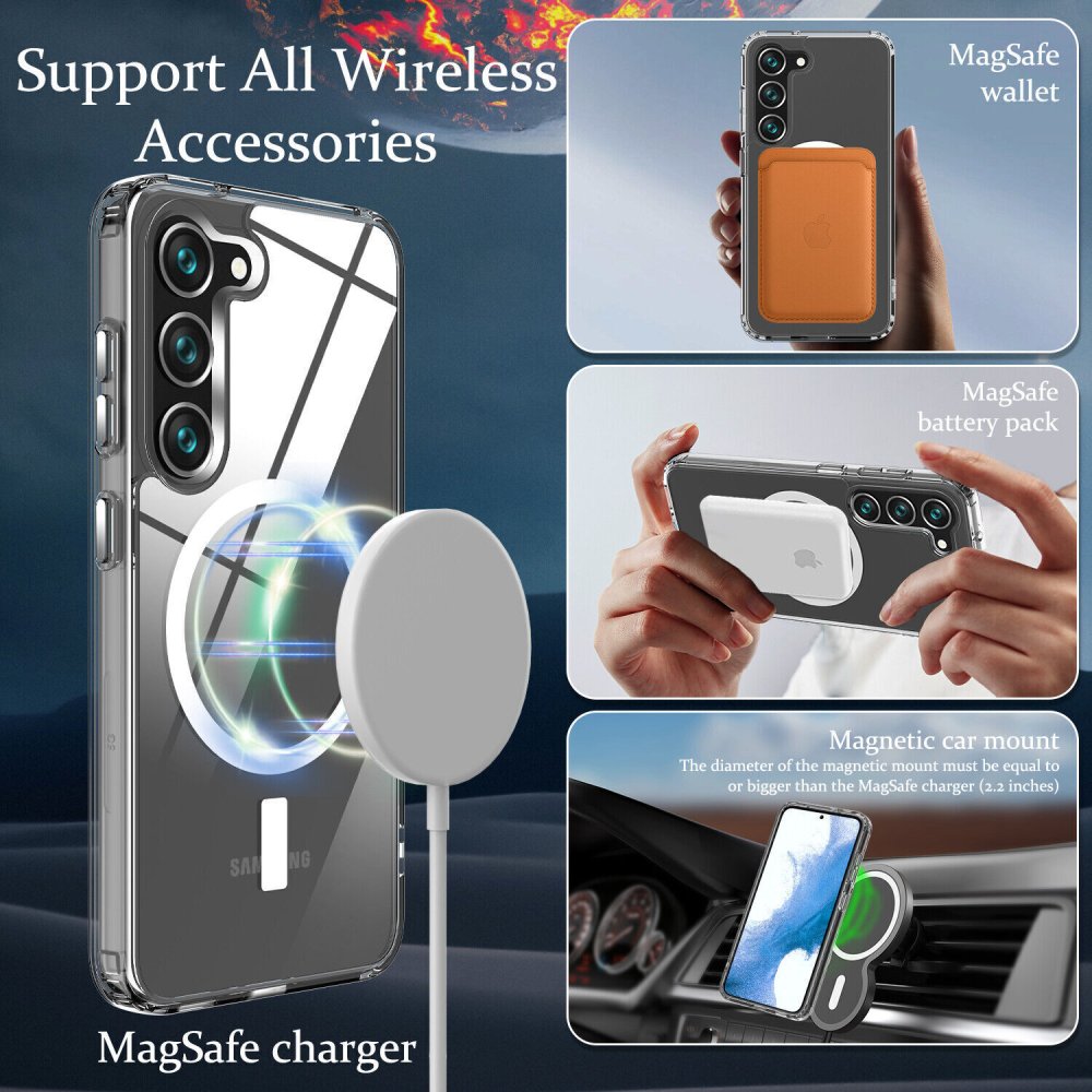 Newface Samsung Galaxy S23 Plus Kılıf Magneticsafe Şeffaf Silikon - Şeffaf