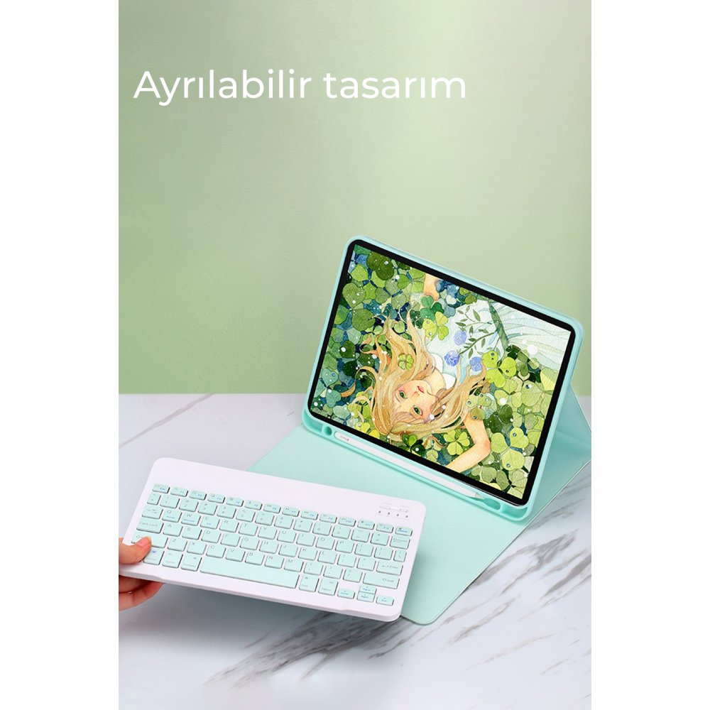 Newface Samsung Galaxy T737 Tab S7 FE 12.4 Kılıf KC01 Smart Klavyeli Tablet Kılıfı - Lila