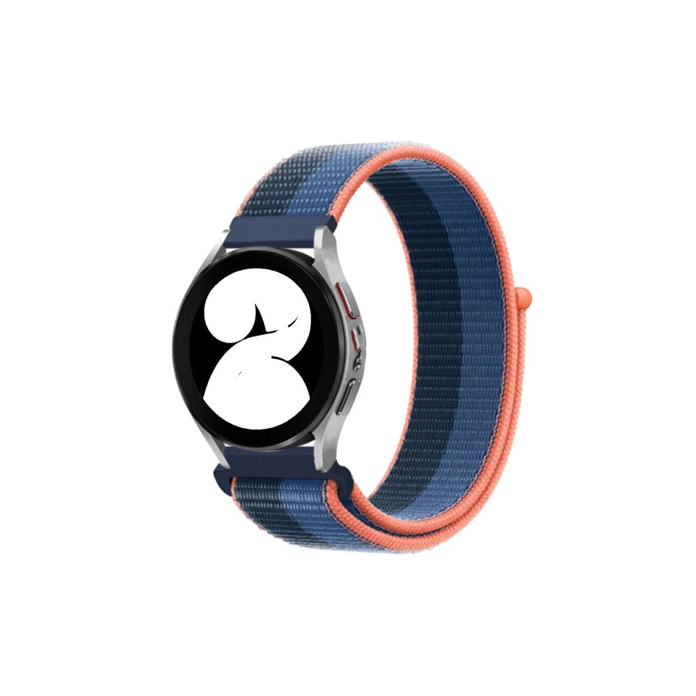 Newface Samsung Galaxy Watch 5 Hasırlı Cırtcırtlı Kordon - Siyah-Mavi