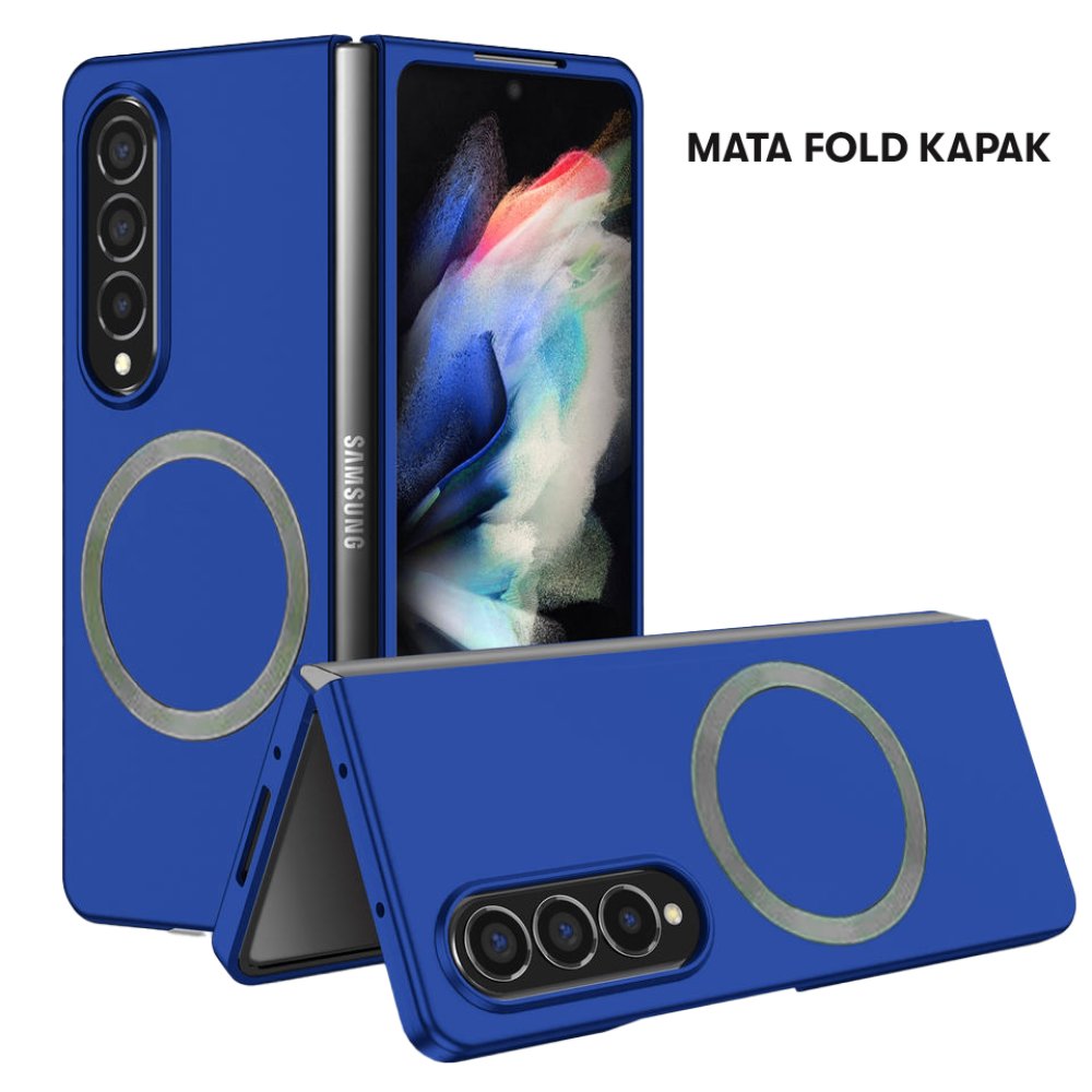 Newface Samsung Galaxy Z Fold 4 Kılıf Mata Fold Kapak - Lacivert