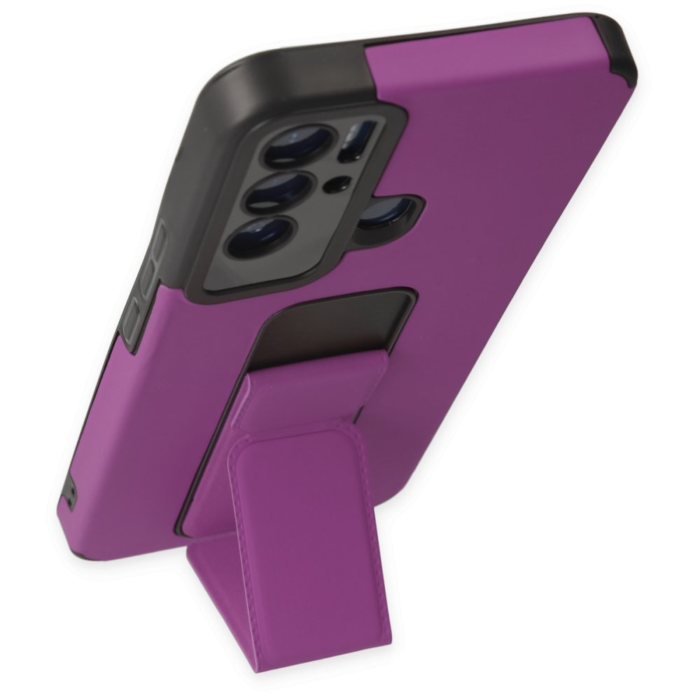 Newface Tecno Pova Neo Kılıf Mega Standlı Silikon - Mor