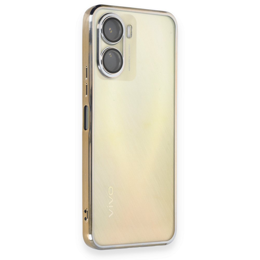 Newface Vivo Y16 Kılıf Razer Lensli Silikon - Gold