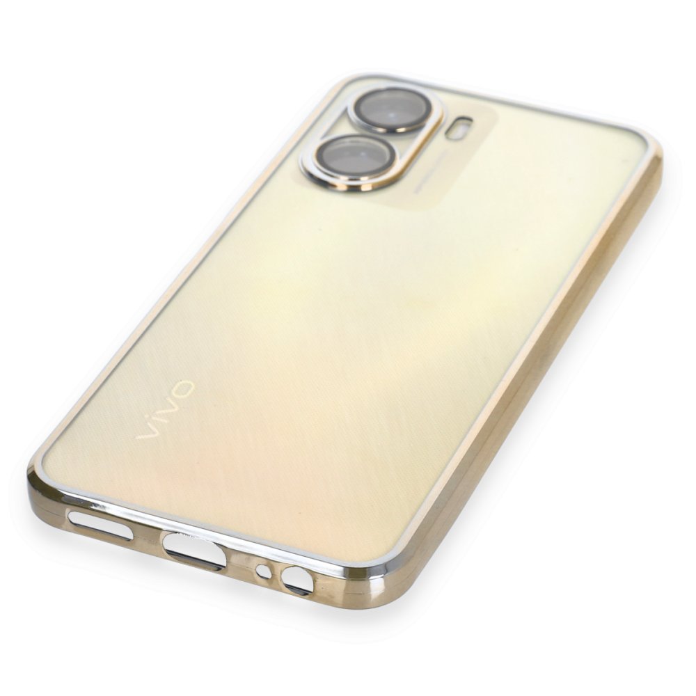 Newface Vivo Y16 Kılıf Razer Lensli Silikon - Gold