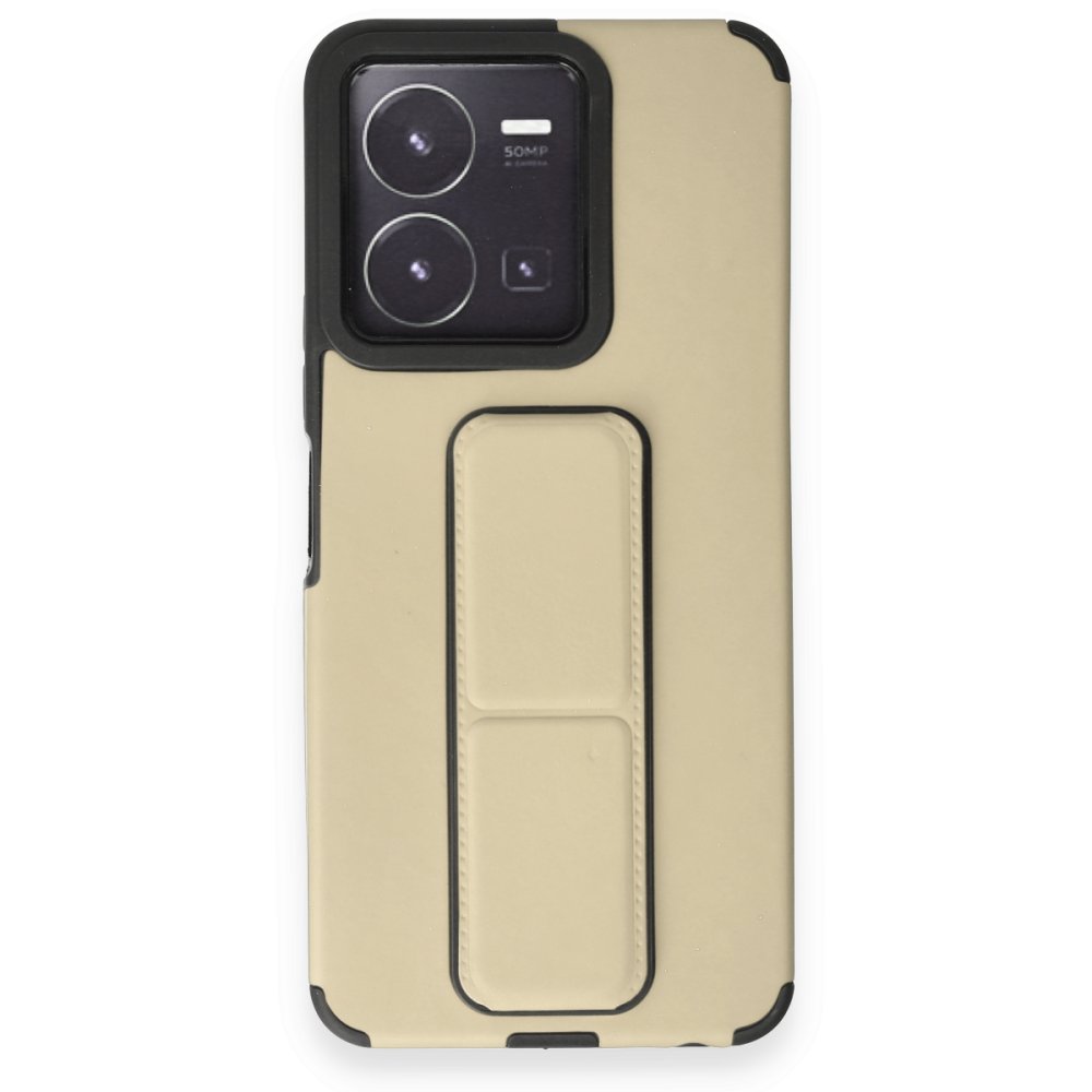 Newface Vivo Y22S Kılıf Mega Standlı Silikon - Gold