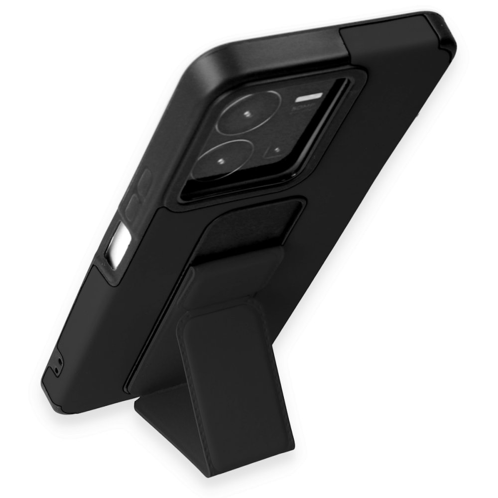 Newface Vivo Y22S Kılıf Mega Standlı Silikon - Siyah