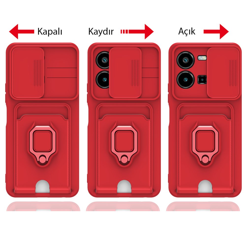 Newface Vivo Y35 Kılıf Zuma Kartvizitli Yüzüklü Silikon - Siyah