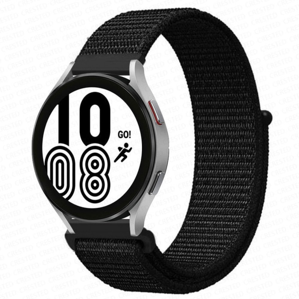 Newface Samsung Galaxy Watch 4 Hasırlı Cırtcırtlı Kordon - Siyah