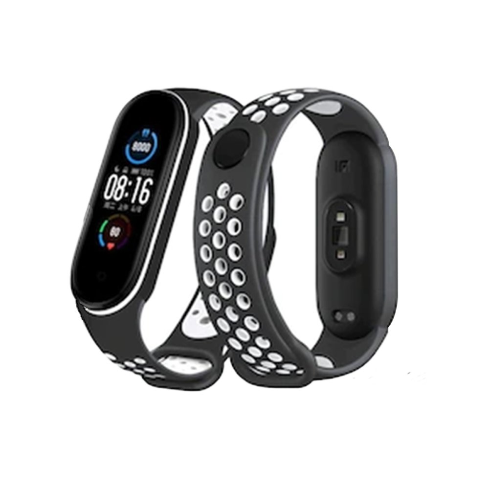 Newface Xiaomi Mi Band 7 Spor Delikli Kordon - Siyah-Beyaz