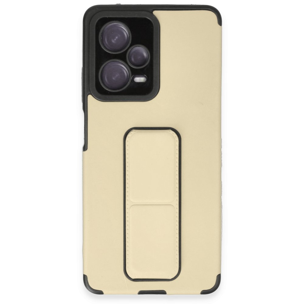 Newface Xiaomi Poco X5 Pro 5G Kılıf Mega Standlı Silikon - Gold