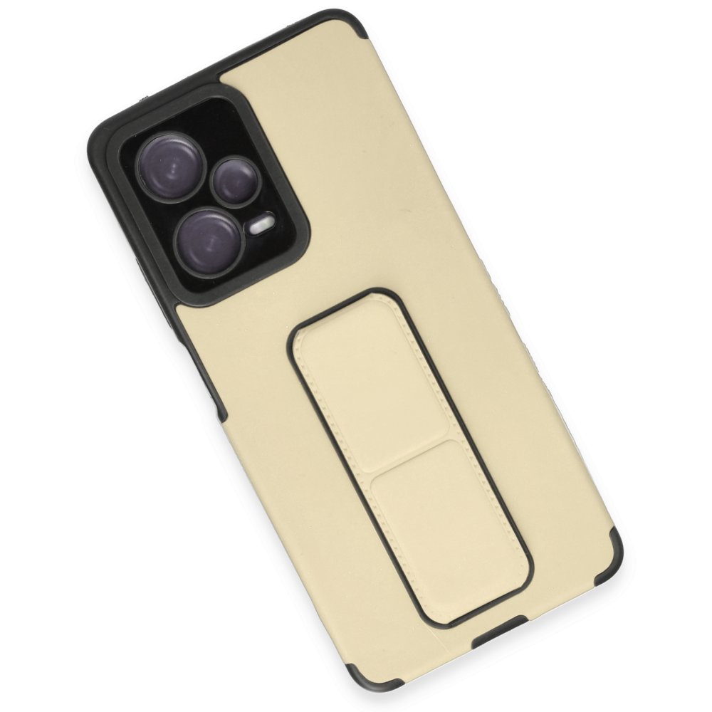 Newface Xiaomi Poco X5 Pro 5G Kılıf Mega Standlı Silikon - Gold