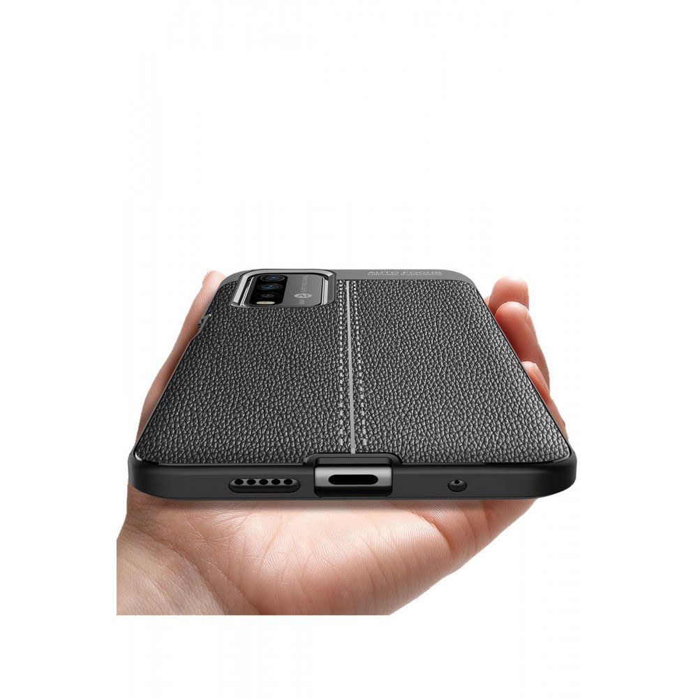 Newface Xiaomi Pocophone M3 Kılıf Focus Derili Silikon - Siyah