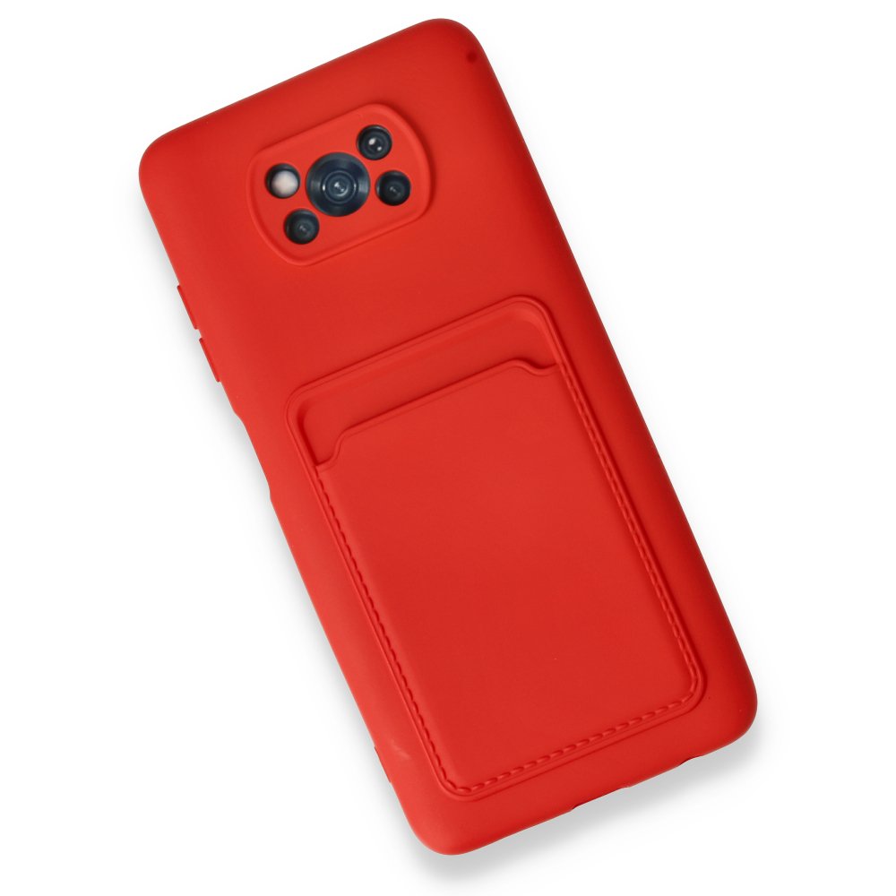 Newface Xiaomi Pocophone X3 Pro Kılıf Kelvin Kartvizitli Silikon - Kırmızı