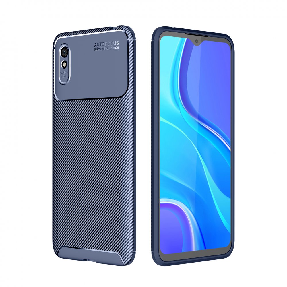 Newface Xiaomi Redmi 9A Kılıf Focus Karbon Silikon - Lacivert