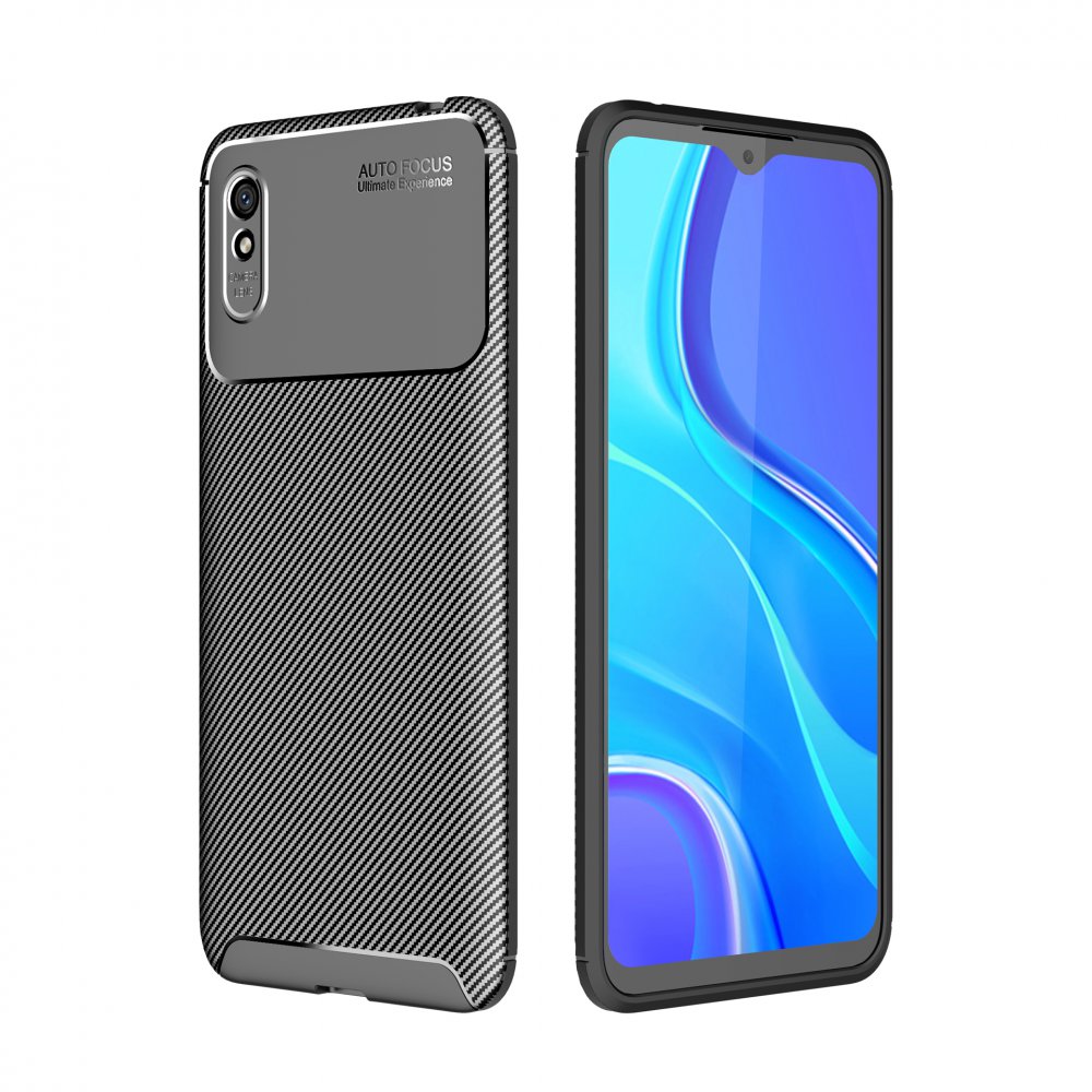 Newface Xiaomi Redmi 9A Kılıf Auto Focus Karbon Kapak - Siyah