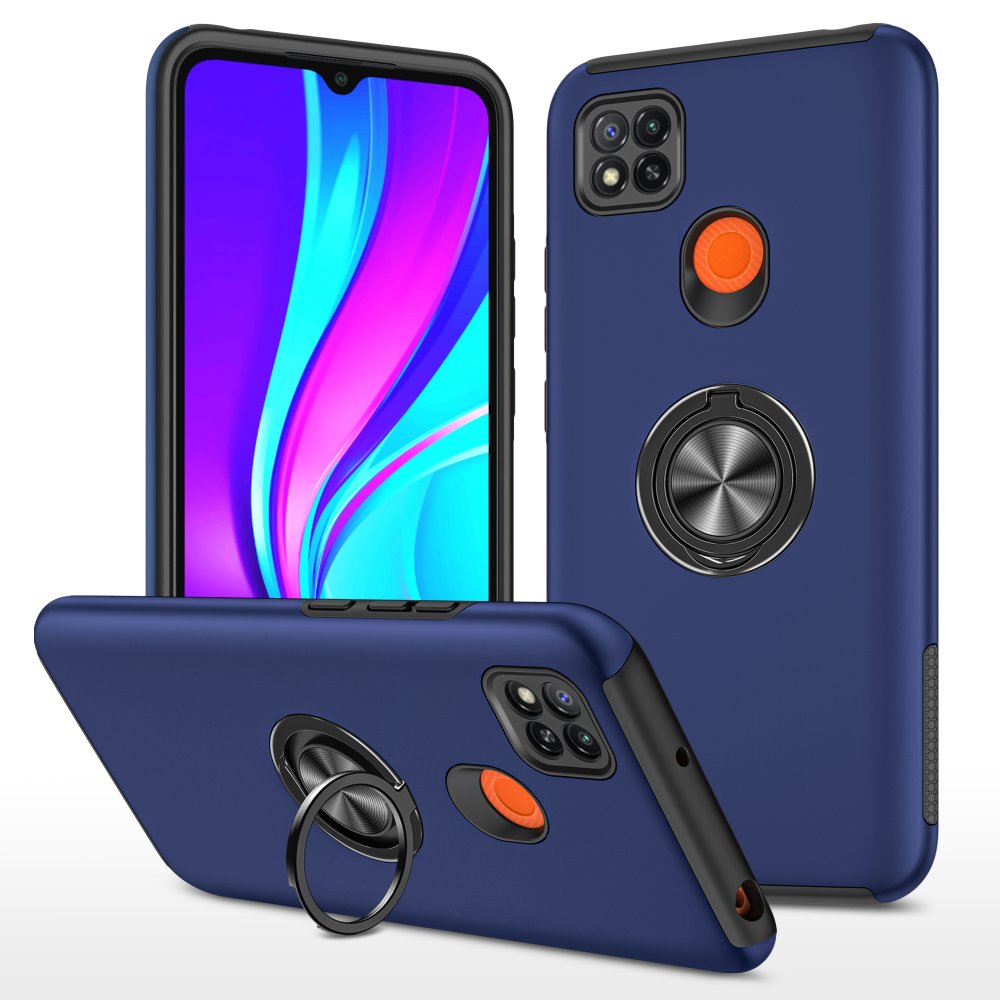 Newface Xiaomi Redmi 9C Kılıf Elit Yüzüklü Kapak - Lacivert