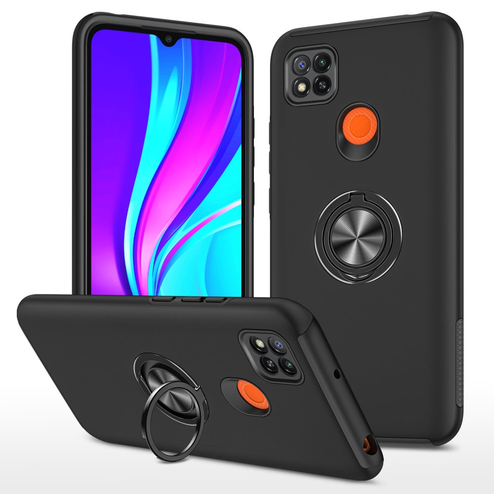 Newface Xiaomi Redmi 9C Kılıf Elit Yüzüklü Kapak - Siyah