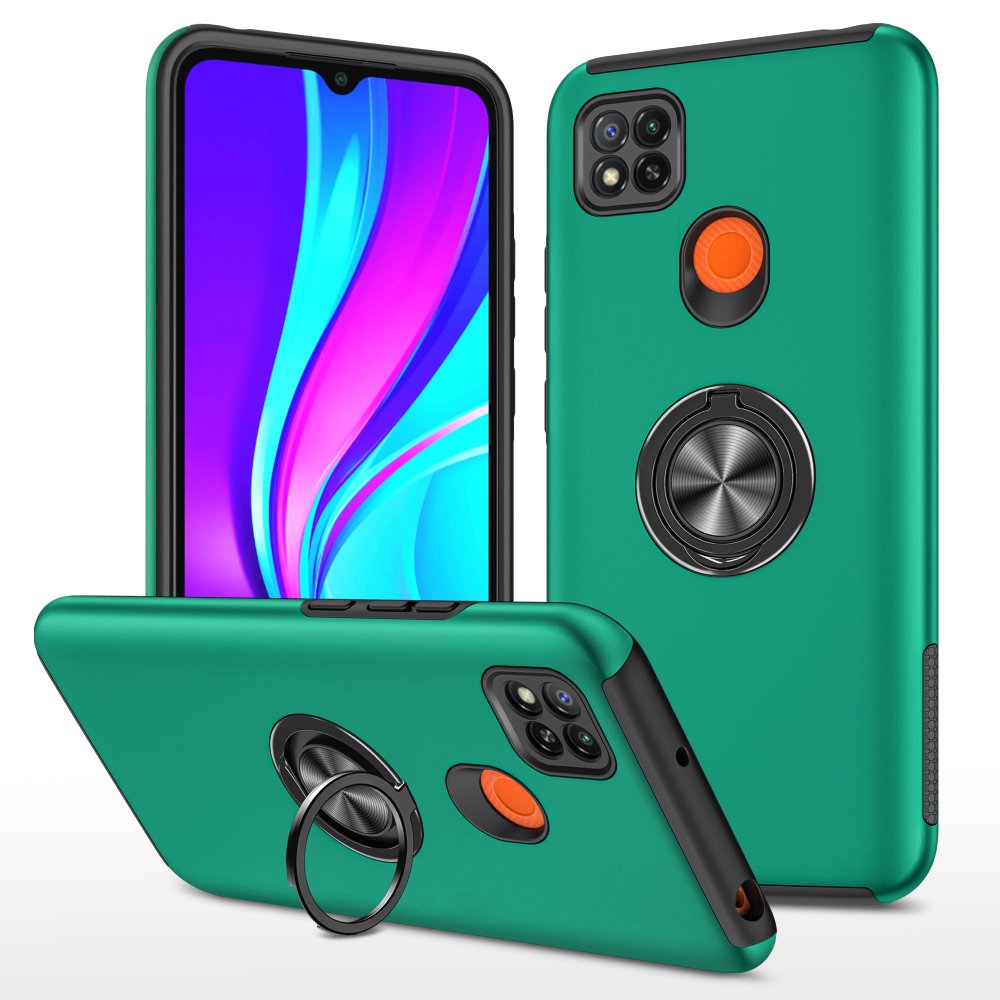 Newface Xiaomi Redmi 9C Kılıf Elit Yüzüklü Kapak - Yeşil