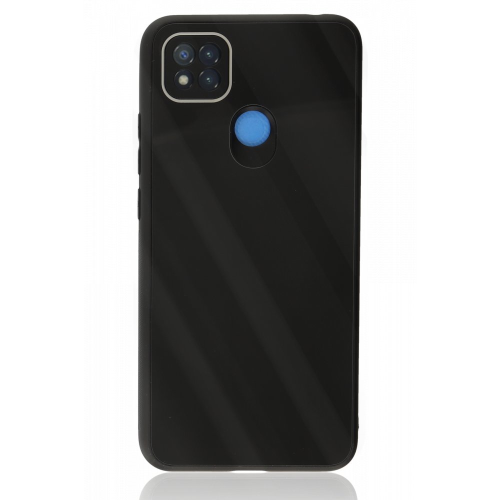 Newface Xiaomi Redmi 9C Kılıf Glass Kapak - Siyah