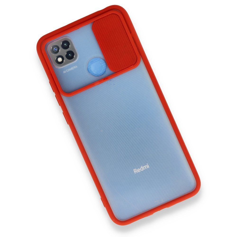 Newface Xiaomi Redmi 9C Kılıf Palm Buzlu Kamera Sürgülü Silikon - Kırmızı