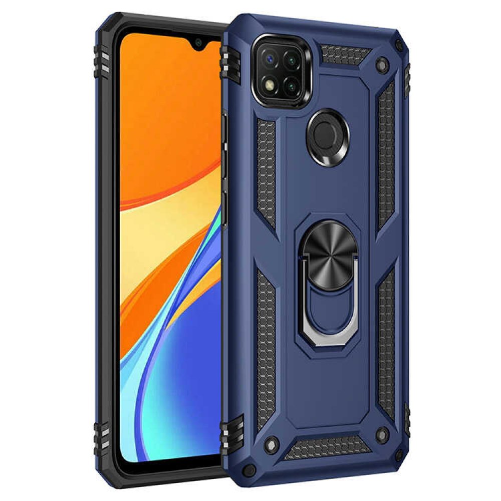 Newface Xiaomi Redmi 9C Kılıf Sofya Yüzüklü Silikon Kapak - Lacivert