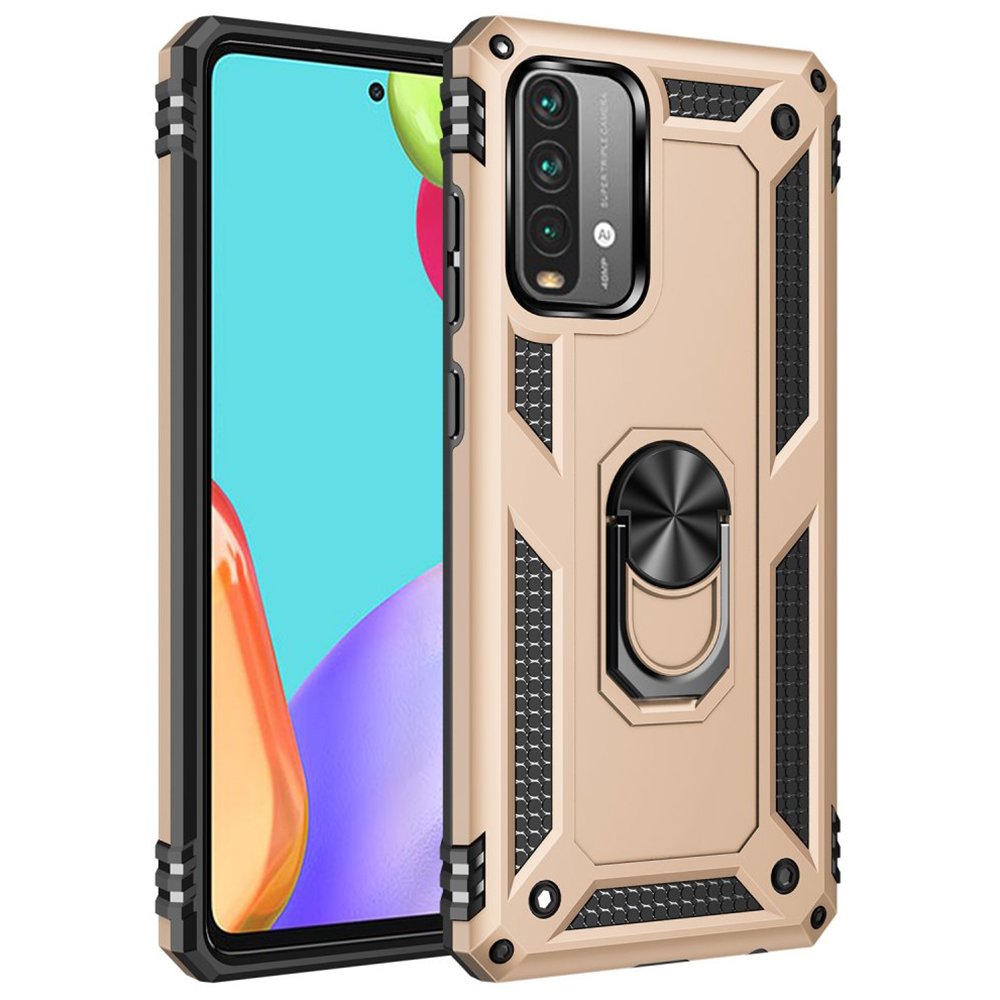 Newface Xiaomi Redmi 9T Kılıf Sofya Yüzüklü Silikon Kapak - Gold