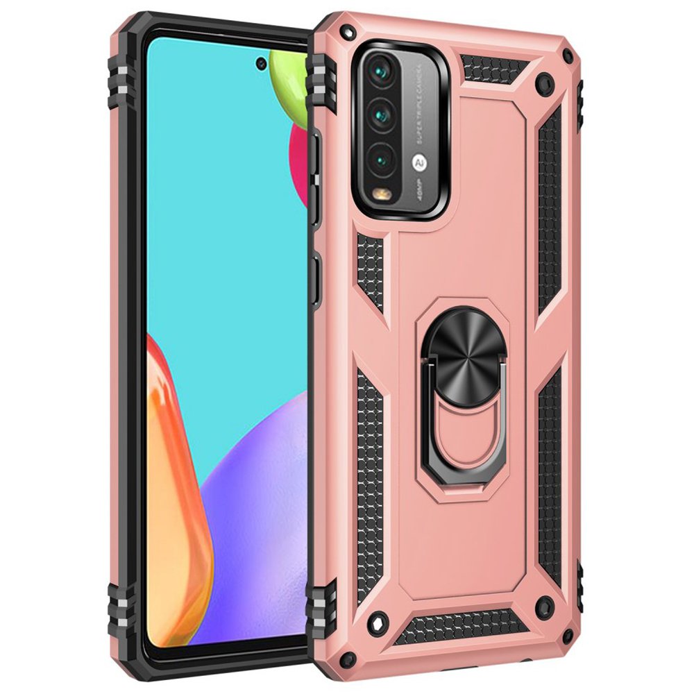 Newface Xiaomi Redmi 9T Kılıf Sofya Yüzüklü Silikon Kapak - Rose