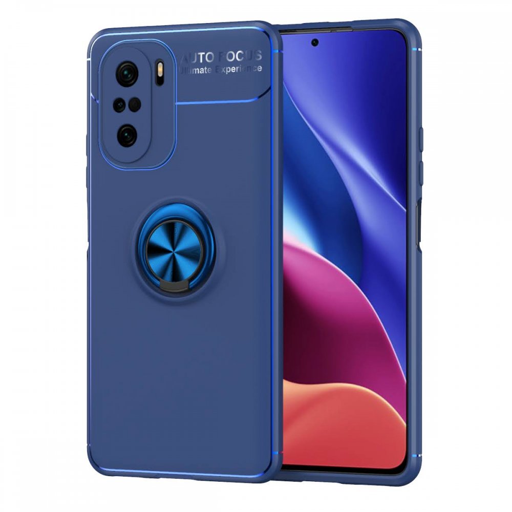 Newface Xiaomi Redmi K40 Pro Kılıf Range Yüzüklü Silikon - Mavi