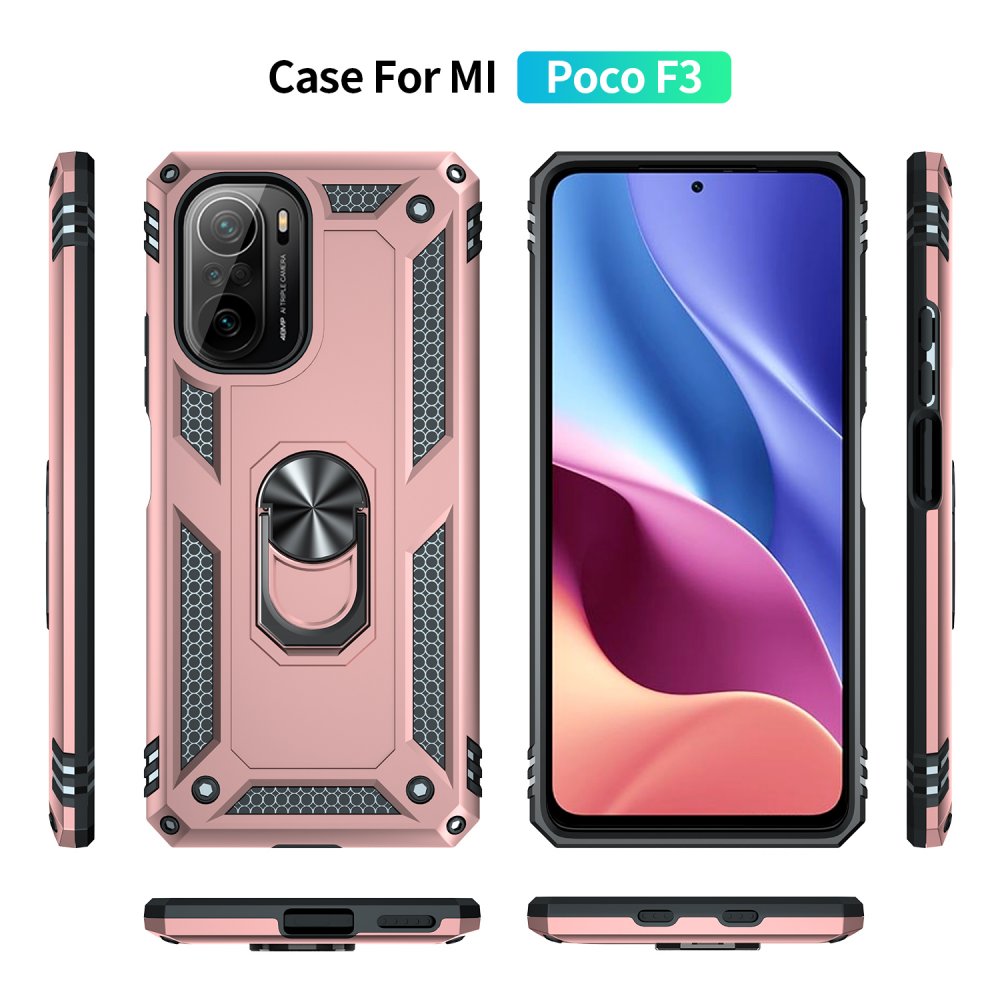 Newface Xiaomi Redmi K40 Pro Kılıf Sofya Yüzüklü Silikon Kapak - Rose