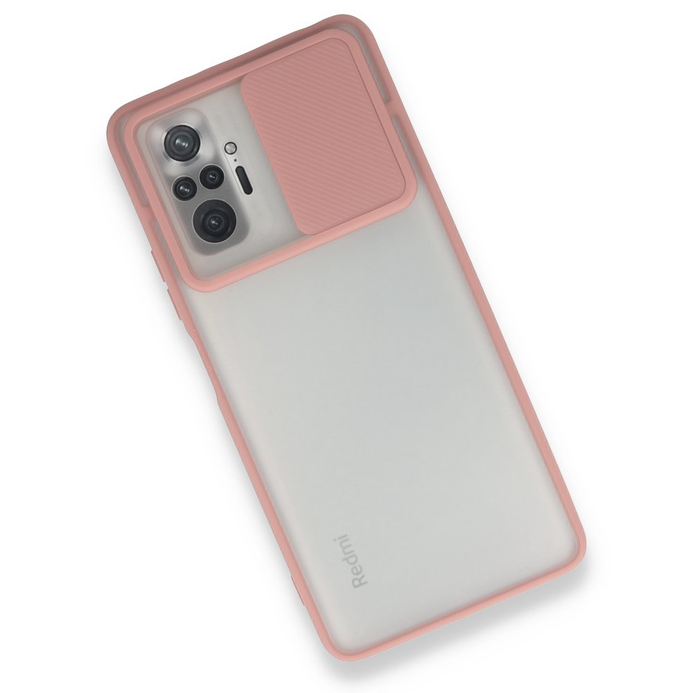 Newface Xiaomi Redmi Note 10 Pro Kılıf Palm Buzlu Kamera Sürgülü Silikon - Pembe