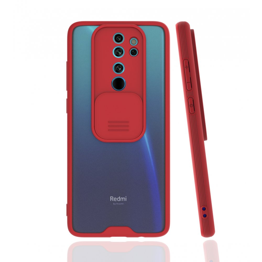 Newface Xiaomi Redmi Note 8 Pro Kılıf Platin Kamera Koruma Silikon - Kırmızı