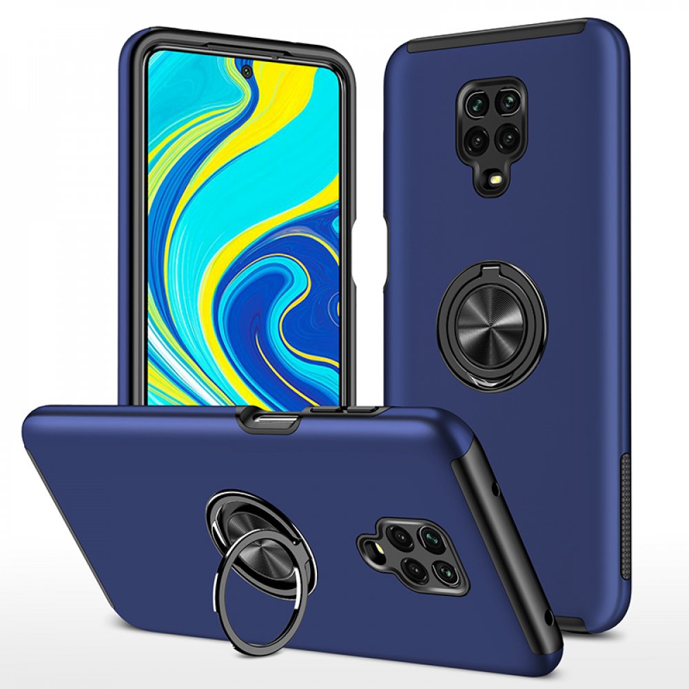 Newface Xiaomi Redmi Note 9 Pro Kılıf Elit Yüzüklü Kapak - Lacivert