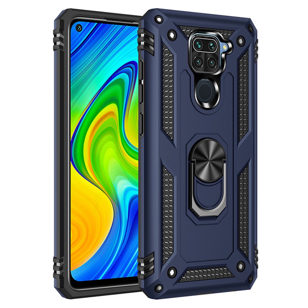 Newface Xiaomi Redmi Note 9 Kılıf Sofya Yüzüklü Silikon Kapak - Lacivert