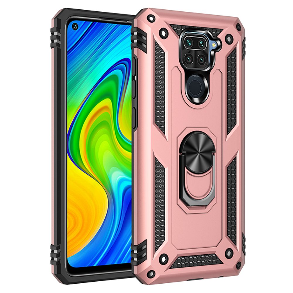 Newface Xiaomi Redmi Note 9 Kılıf Sofya Yüzüklü Silikon Kapak - Rose