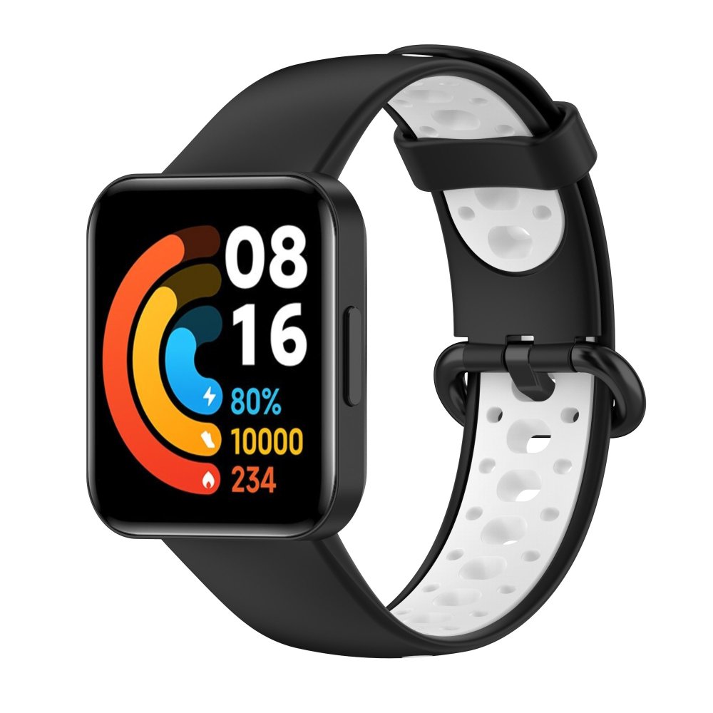 Newface Xiaomi Redmi Watch 2 Spor Delikli Kordon - Siyah-Beyaz