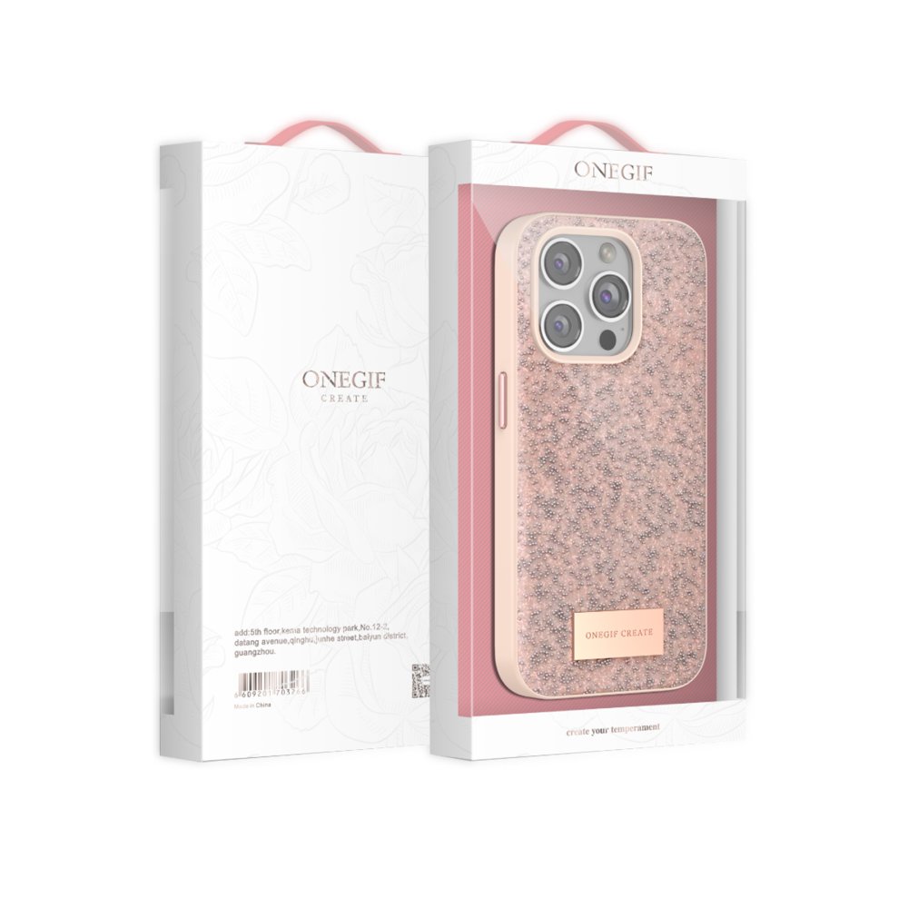 Onegif iPhone 14 Pro Bright Simli Kapak - Pembe