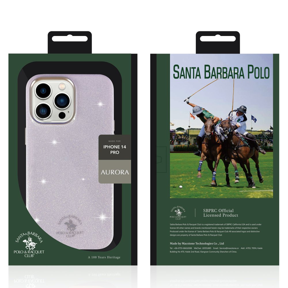 Santa Barbara Polo Racquet Club iPhone 14 Pro Aurora Simli Kapak - Mor