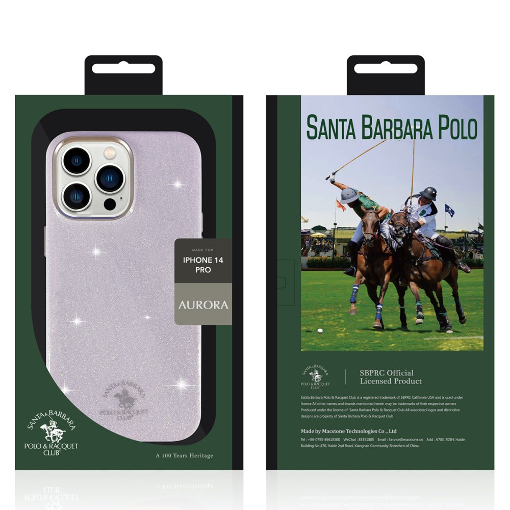 Santa Barbara Polo Racquet Club iPhone 14 Pro Aurora Simli Kapak - Siyah