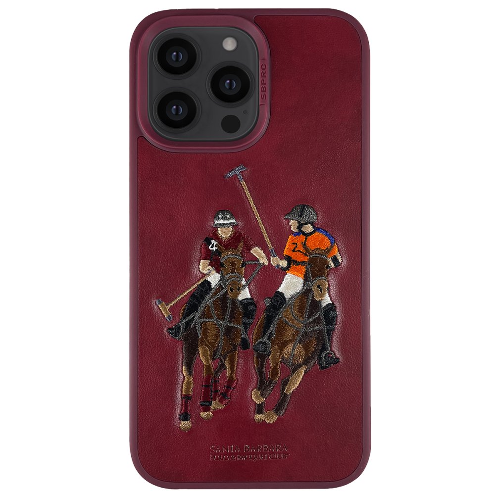 Santa Barbara Polo Racquet Club iPhone 14 Pro Jockey Deri Kapak - Kırmızı