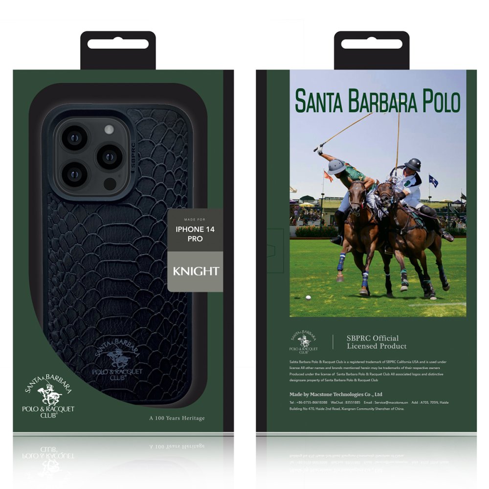 Santa Barbara Polo Racquet Club iPhone 14 Pro Knight Deri Kapak - Siyah