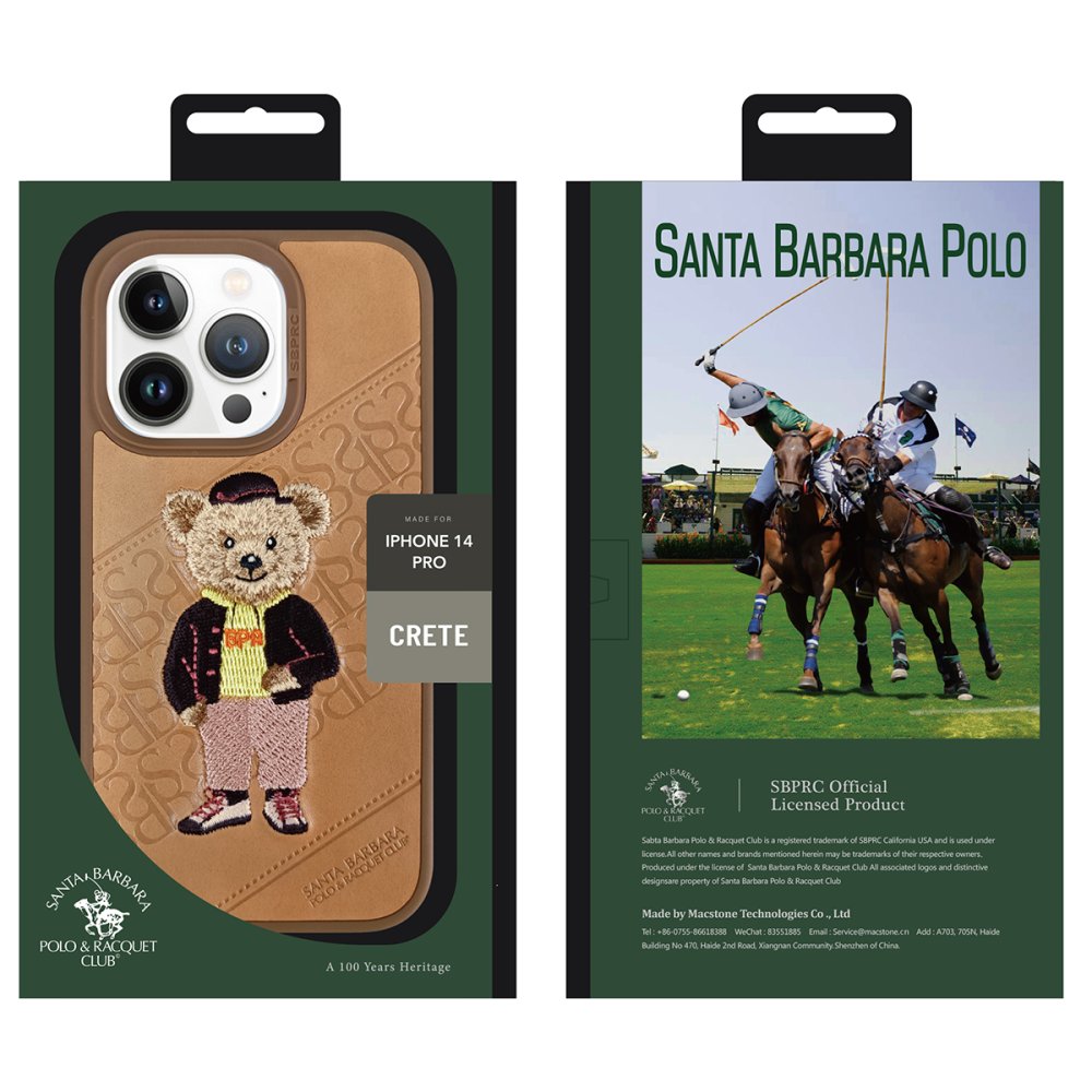 Santa Barbara Polo Racquet Club iPhone 14 Pro Max Crete Deri Kapak - Kahverengi